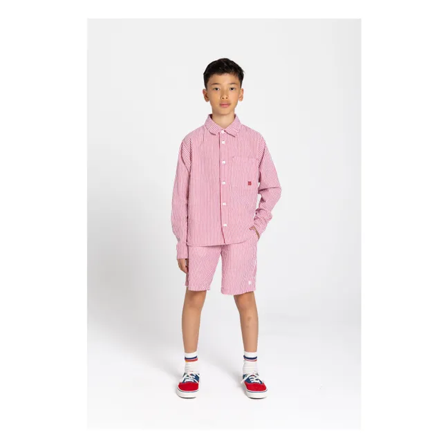 Clap Striped Shirt | Cherry red