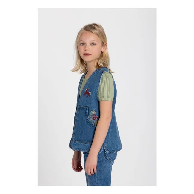 Veste Sans Manches Denim Mara Cheval | Bleu