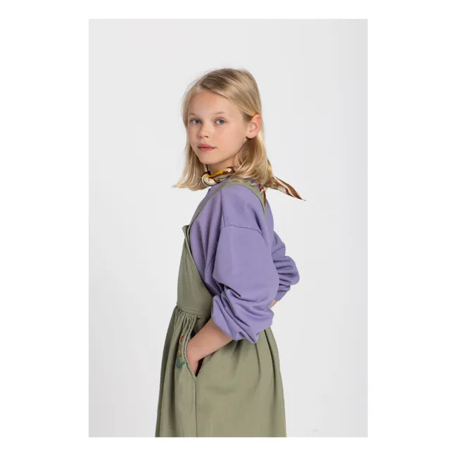 Robe Tablier Devi Fleurie | Vert amande