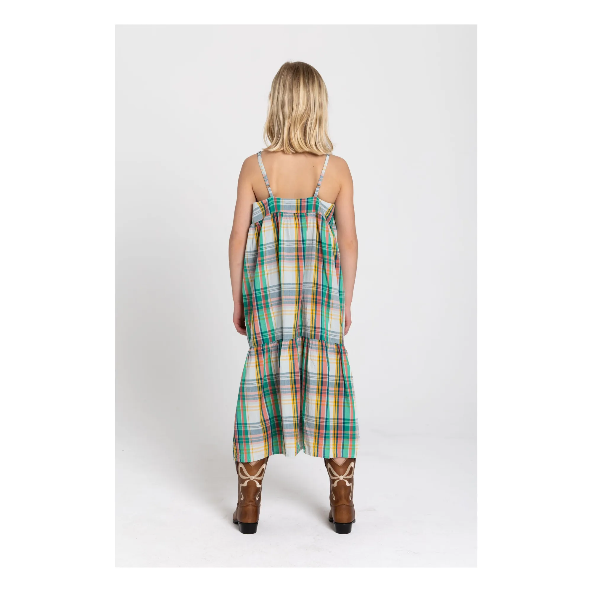 Robe Sanda Carreaux | Rose pêche- Image produit n°5