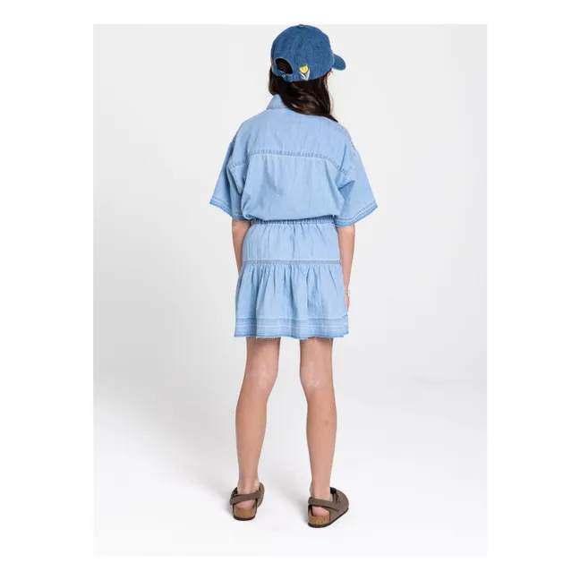 Casquette Halo Fleurie | Bleu jean