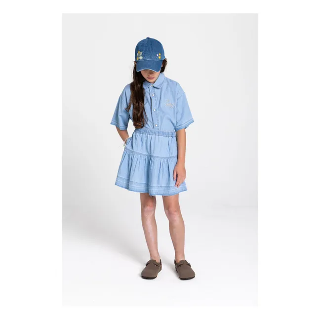 Casquette Halo Fleurie | Bleu jean