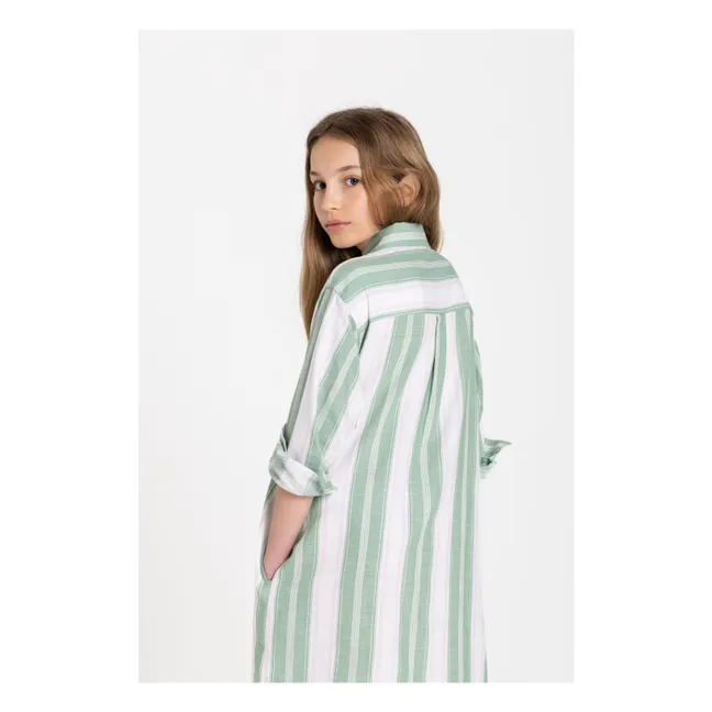 Striped Leya Shirt Dress | Mint Green