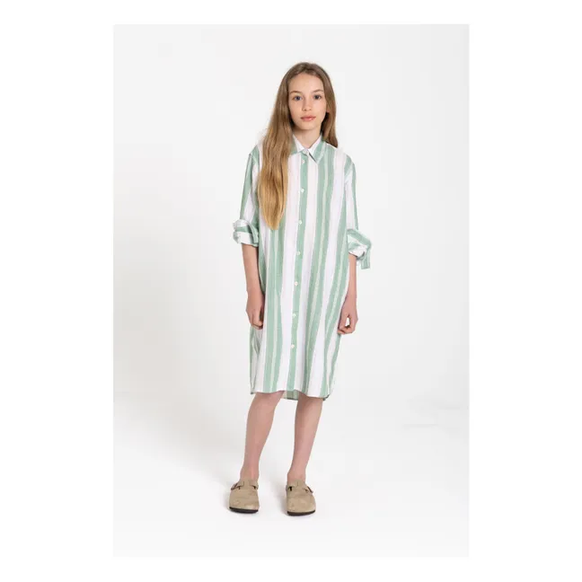 Vestido camisero de rayas Leya | Verde Menta
