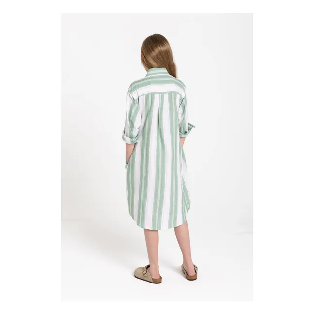 Vestido camisero de rayas Leya | Verde Menta
