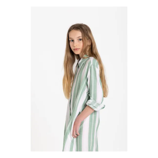 Vestido camisero de rayas Leya | Verde Menta