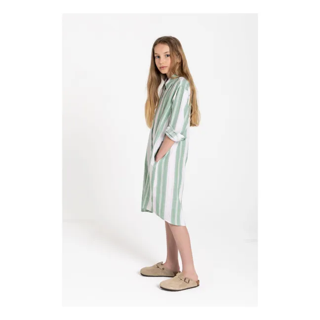 Vestido camisero de rayas Leya | Verde Menta
