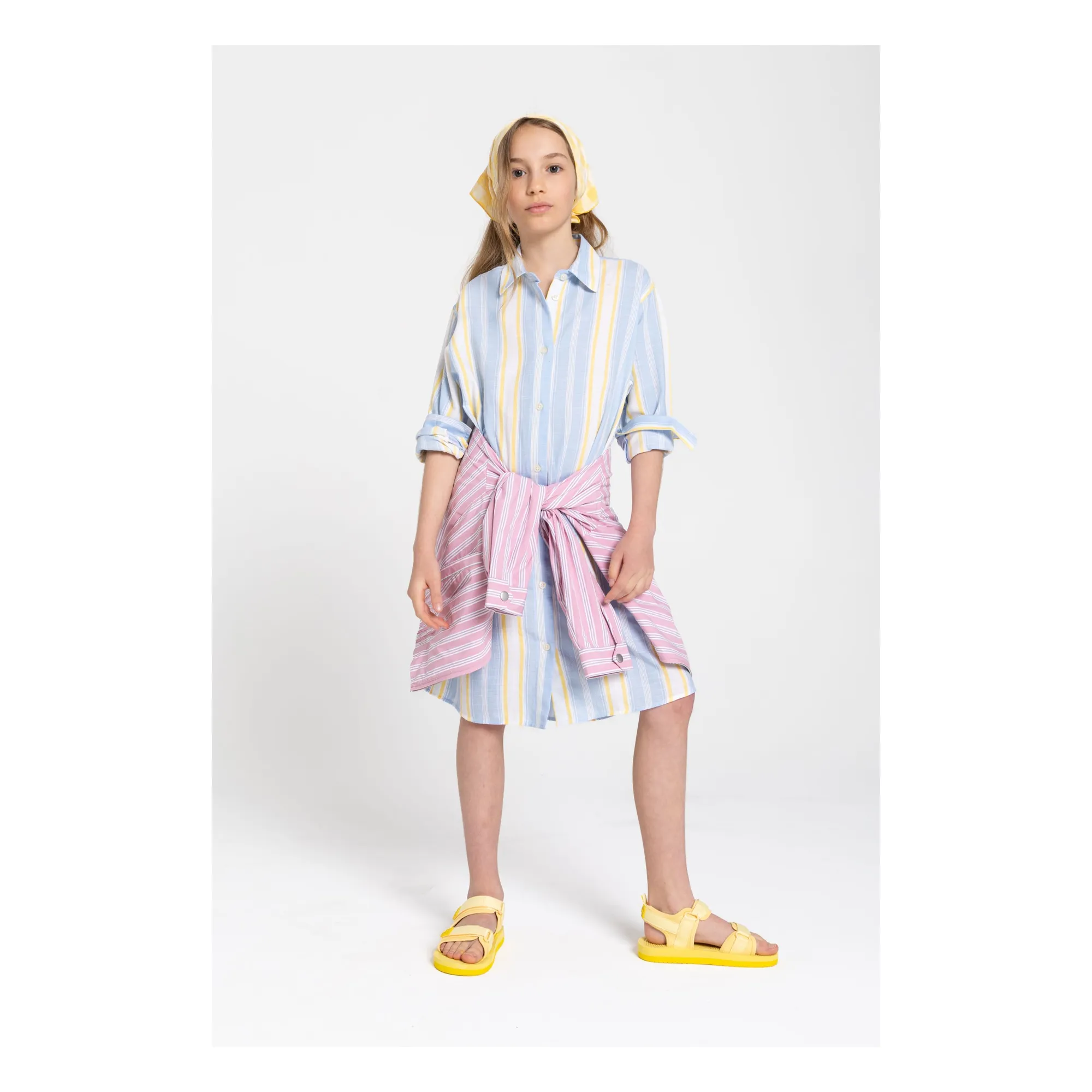 Robe Chemise Leya Rayée | Bleu ciel- Image produit n°6