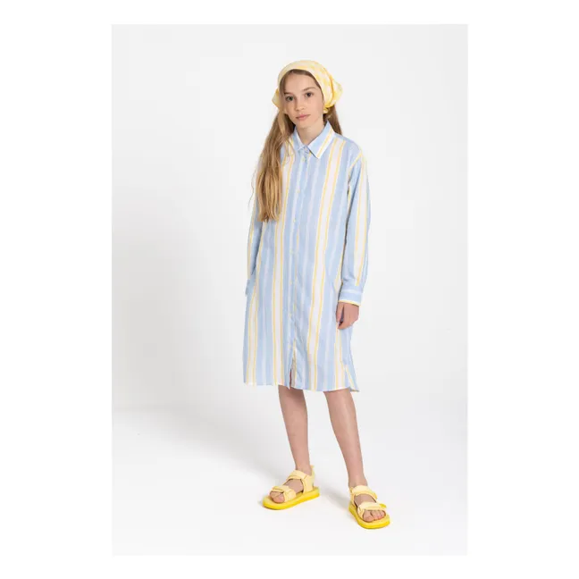 Vestido camisero de rayas Leya | Azul Cielo