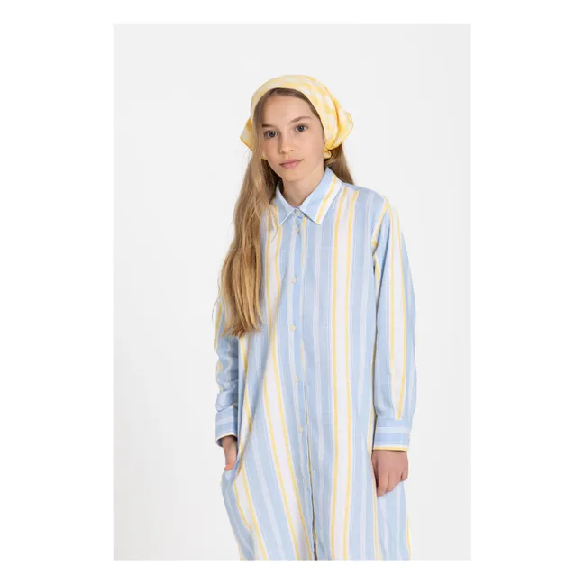 Vestido camisero de rayas Leya | Azul Cielo