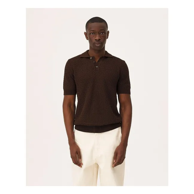 Haring organic cotton polo shirt | Dark Brown