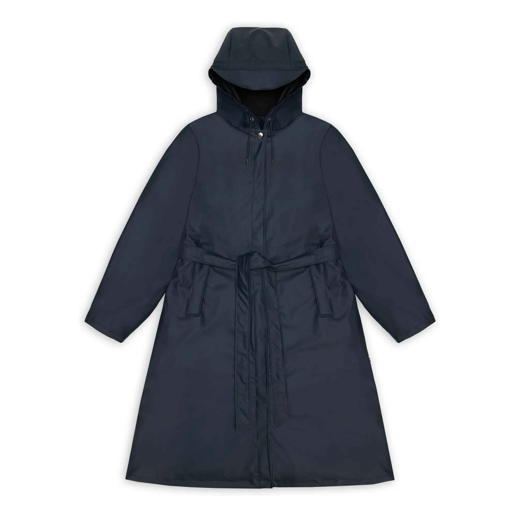 Rains Navy Blue Long Belted Waterproof