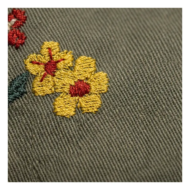 Robe Tablier Devi Fleurie | Vert amande