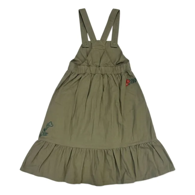 Robe Tablier Devi Fleurie | Vert amande