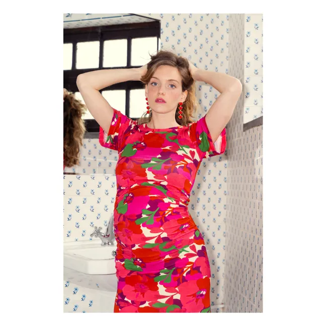 Robe de Grossesse Theodora Pop Flower | Rouge