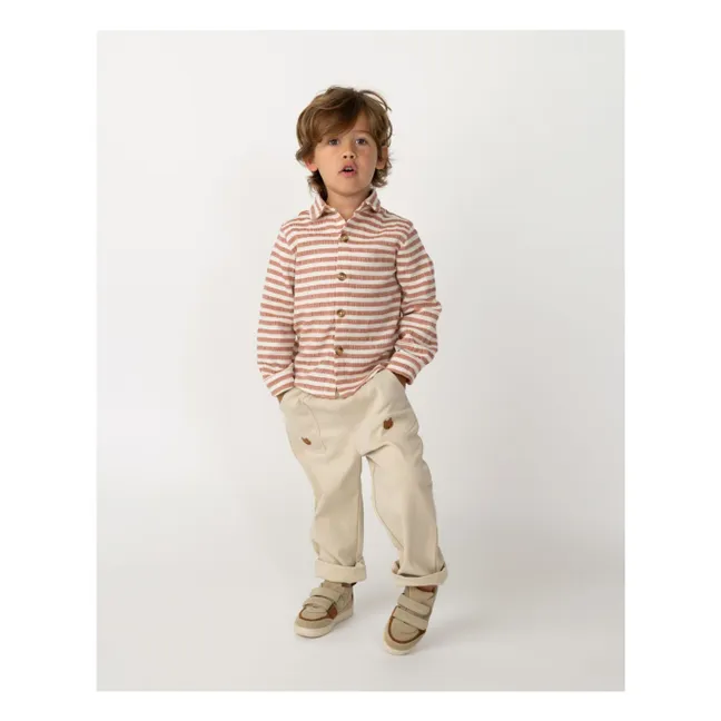 Chemise Leom Rayée Coton Bio | Ecru