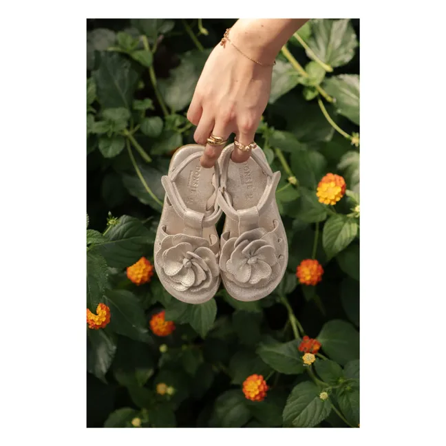 Iles Fields Flower Sandals | Silver