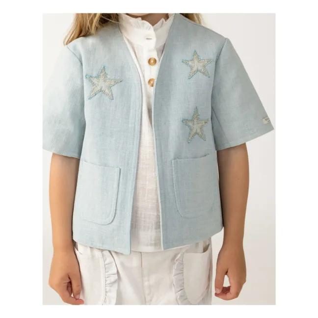 Veste Denim Chellèe Etoiles | Bleu pâle