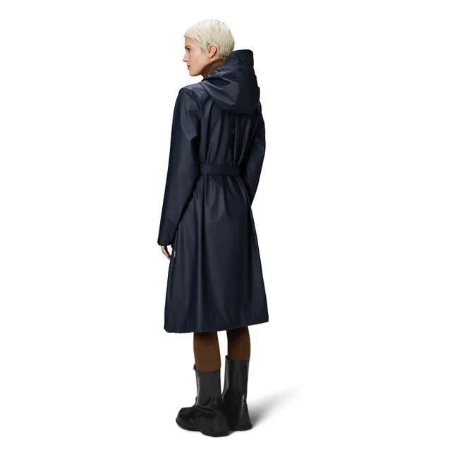 Long Belted Waterproof | Navy blue