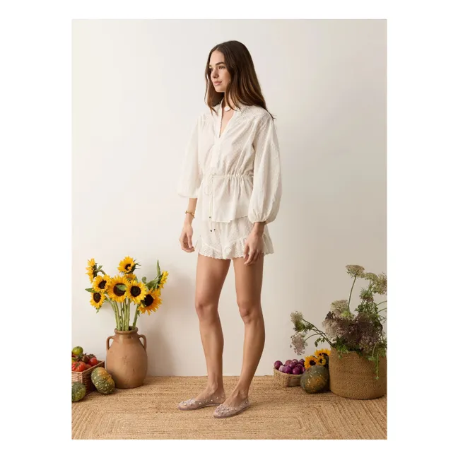 Serenia Cotton Smocked Blouse | White