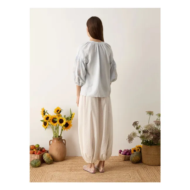 Blouse Broderies Melissa Coton | Bleu ciel