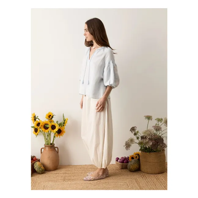Melissa Cotton Embroidery Blouse | Light blue