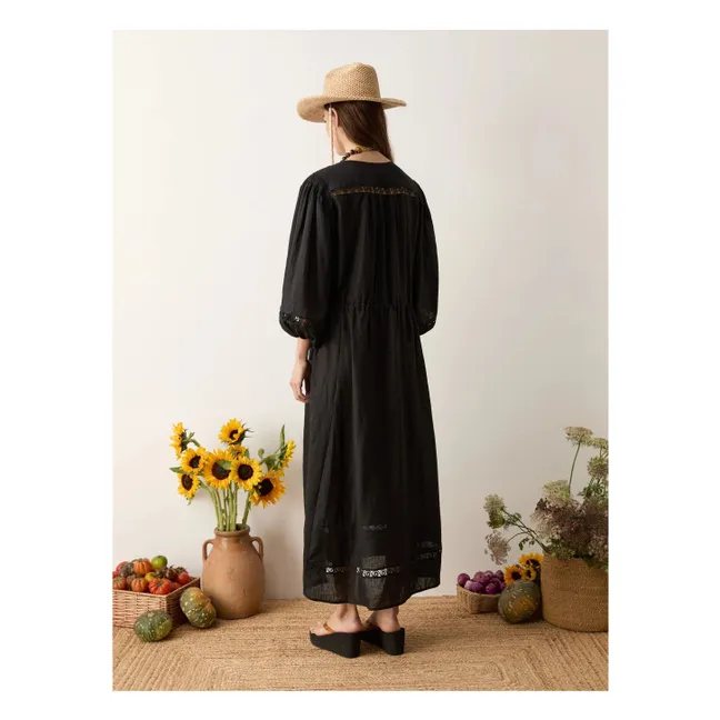 Atlas Linen Smocked Dress | Black