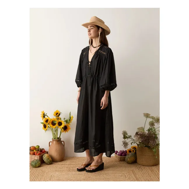 Robe Smockée Atlas Lin | Noir