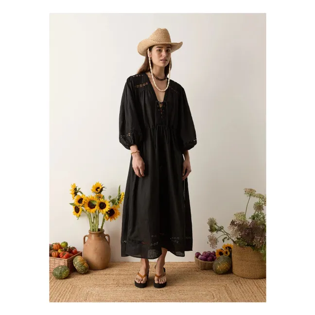 Robe Smockée Atlas Lin | Noir