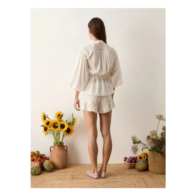 Blouse Smockée Serenia Coton | Blanc