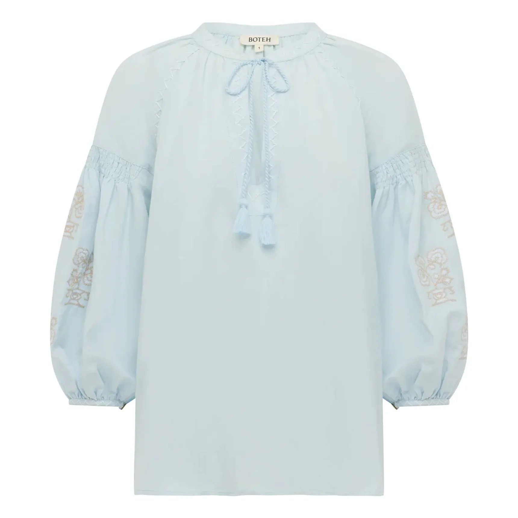 Boteh Light Blue Melissa Cotton Embroidery Blouse