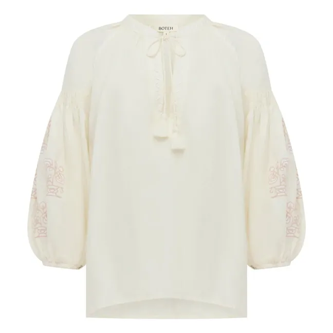 Blouse Smockée Serenia Coton | Blanc