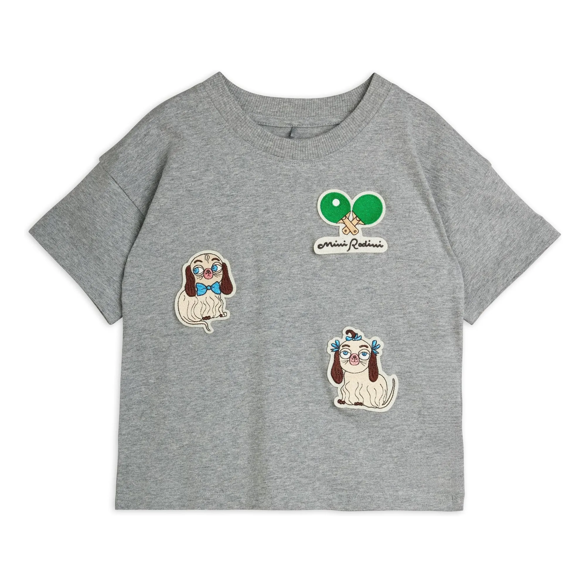 T-shirt Patchs Animaux Coton Bio | Gris chiné- Image produit n°0