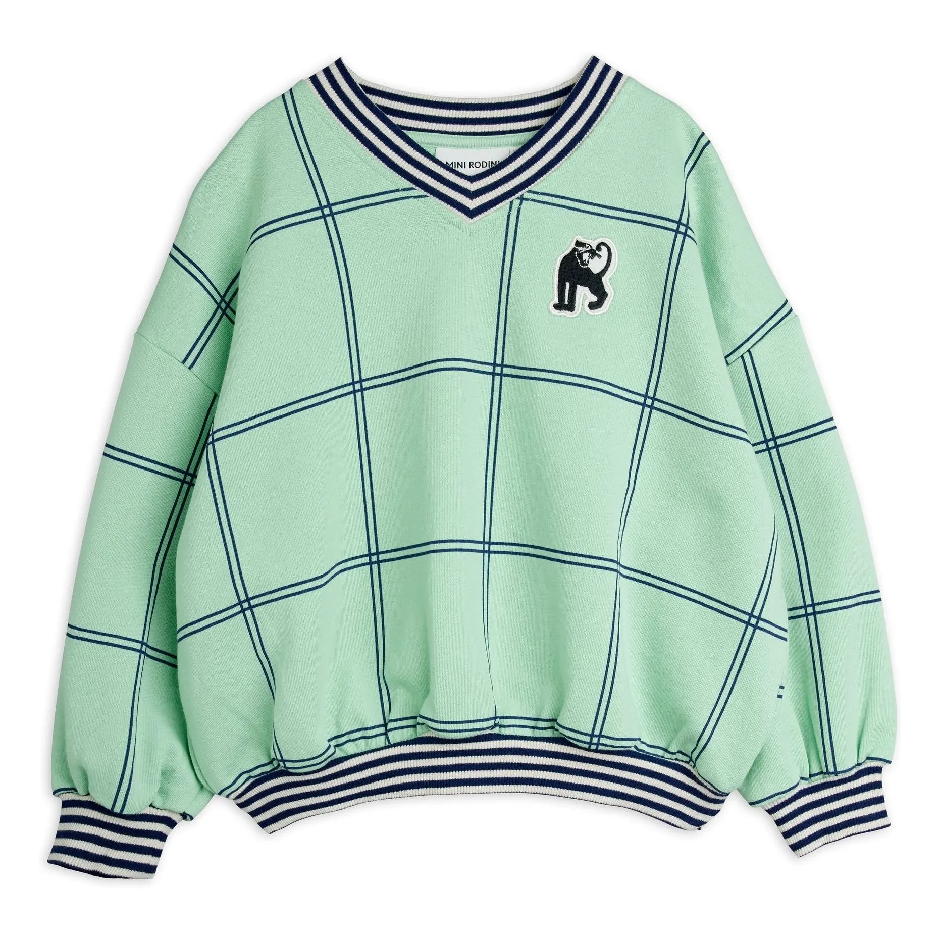 Mini Rodini Green Coron Organic Check Sweat