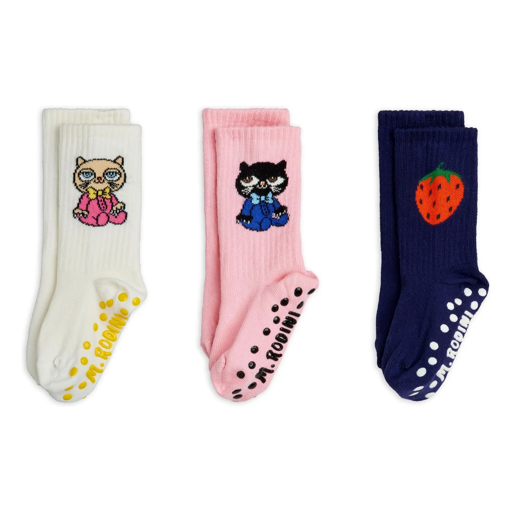 Lot de 3 Paires de Chaussettes Antidérapantes Coton Bio | Rose- Image produit n°0