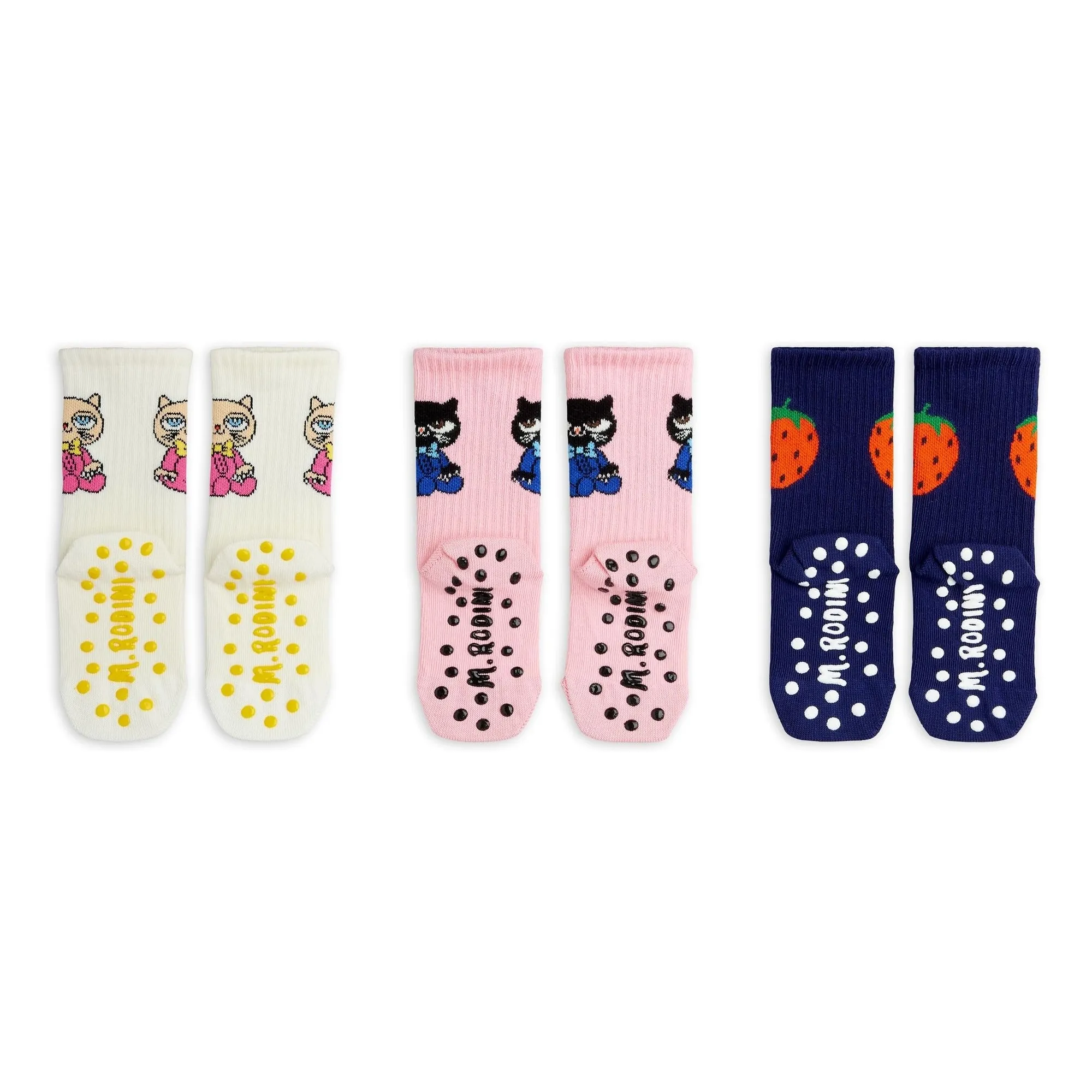 Lot de 3 Paires de Chaussettes Antidérapantes Coton Bio | Rose- Image produit n°1