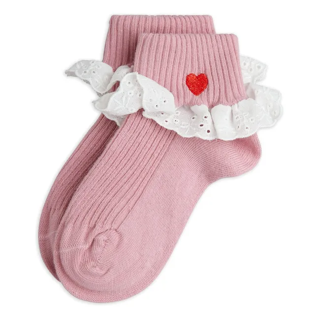 Chaussettes Volants Coton Bio | Rose