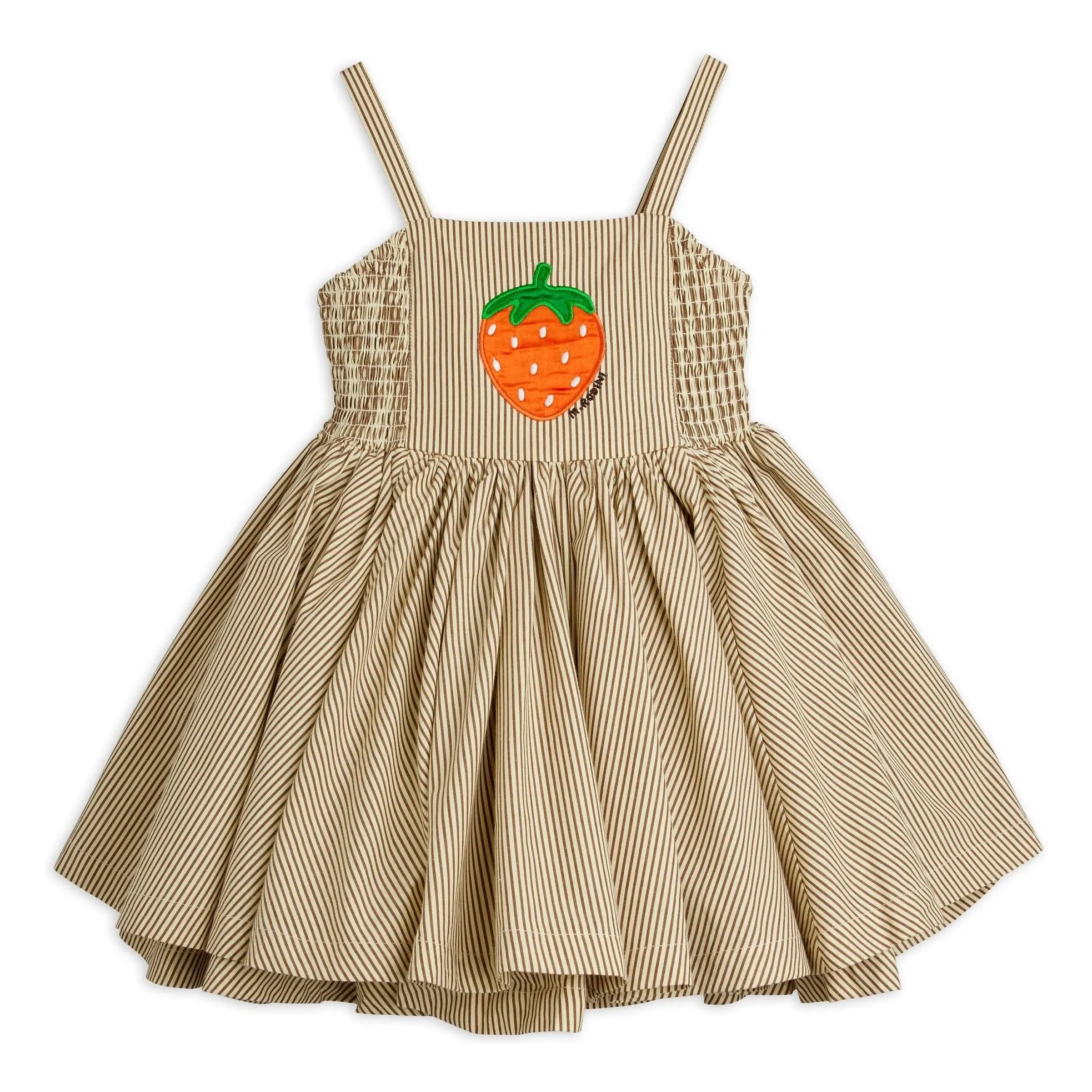 Robe Smockée Rayée Popeline Coton Bio | Brun- Image produit n°0