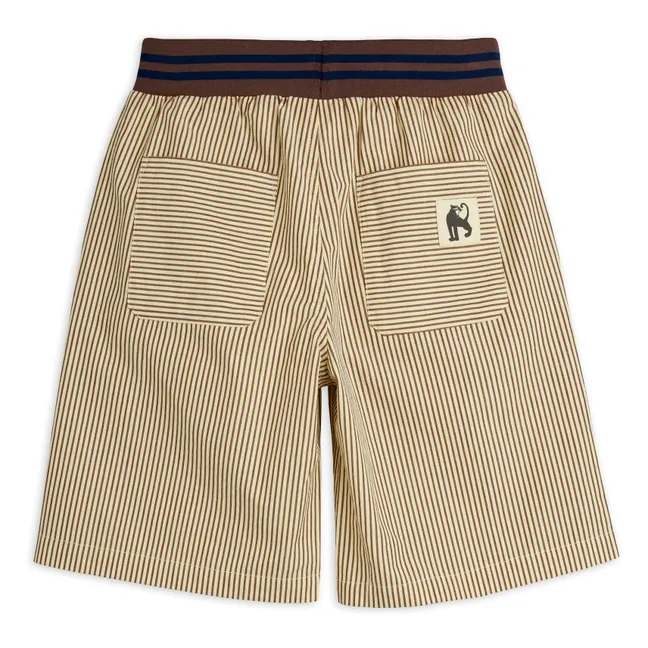 Short Rayé Popeline Coton Bio | Brun