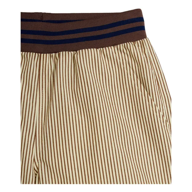 Short Rayé Popeline Coton Bio | Brun