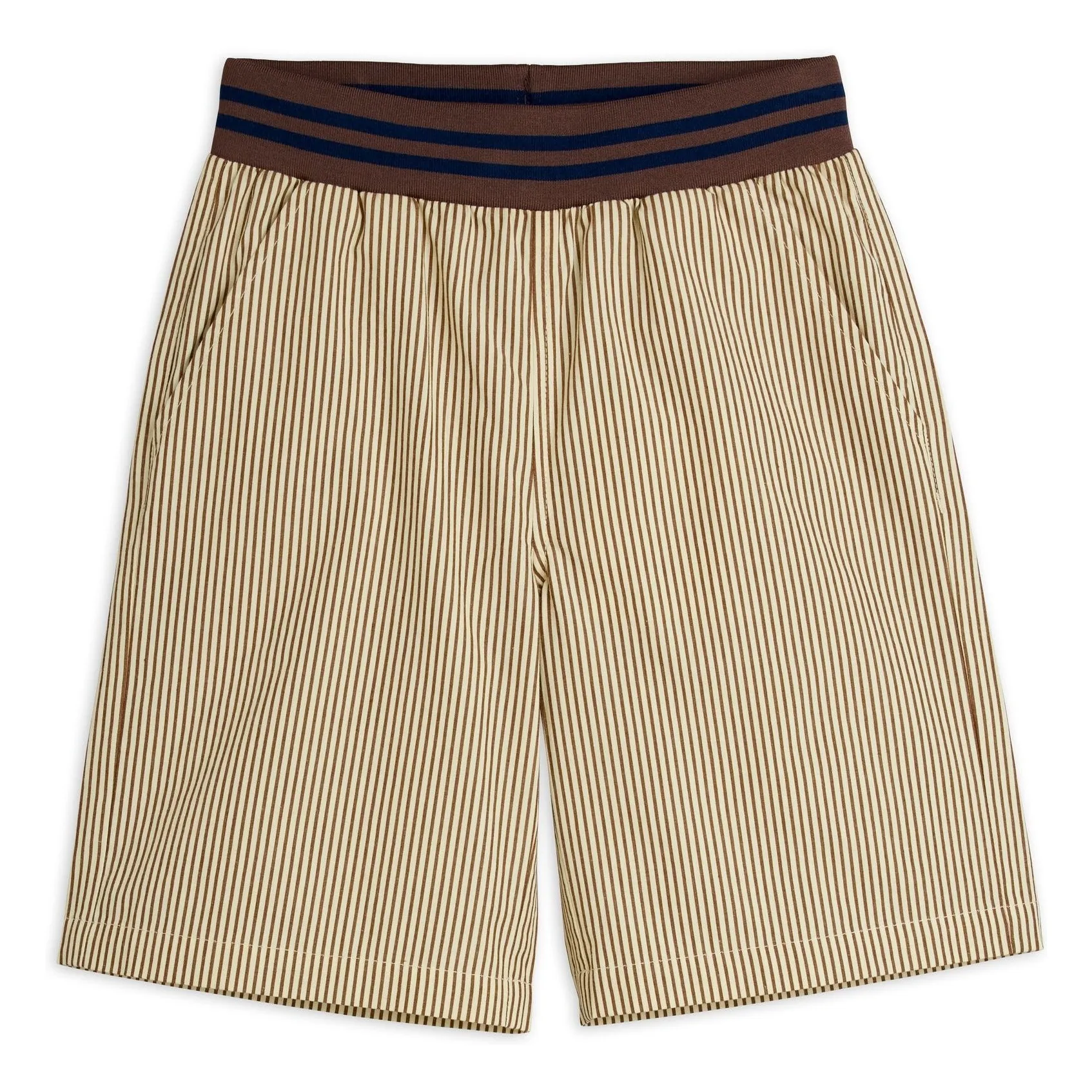 Short Rayé Popeline Coton Bio | Brun- Image produit n°0
