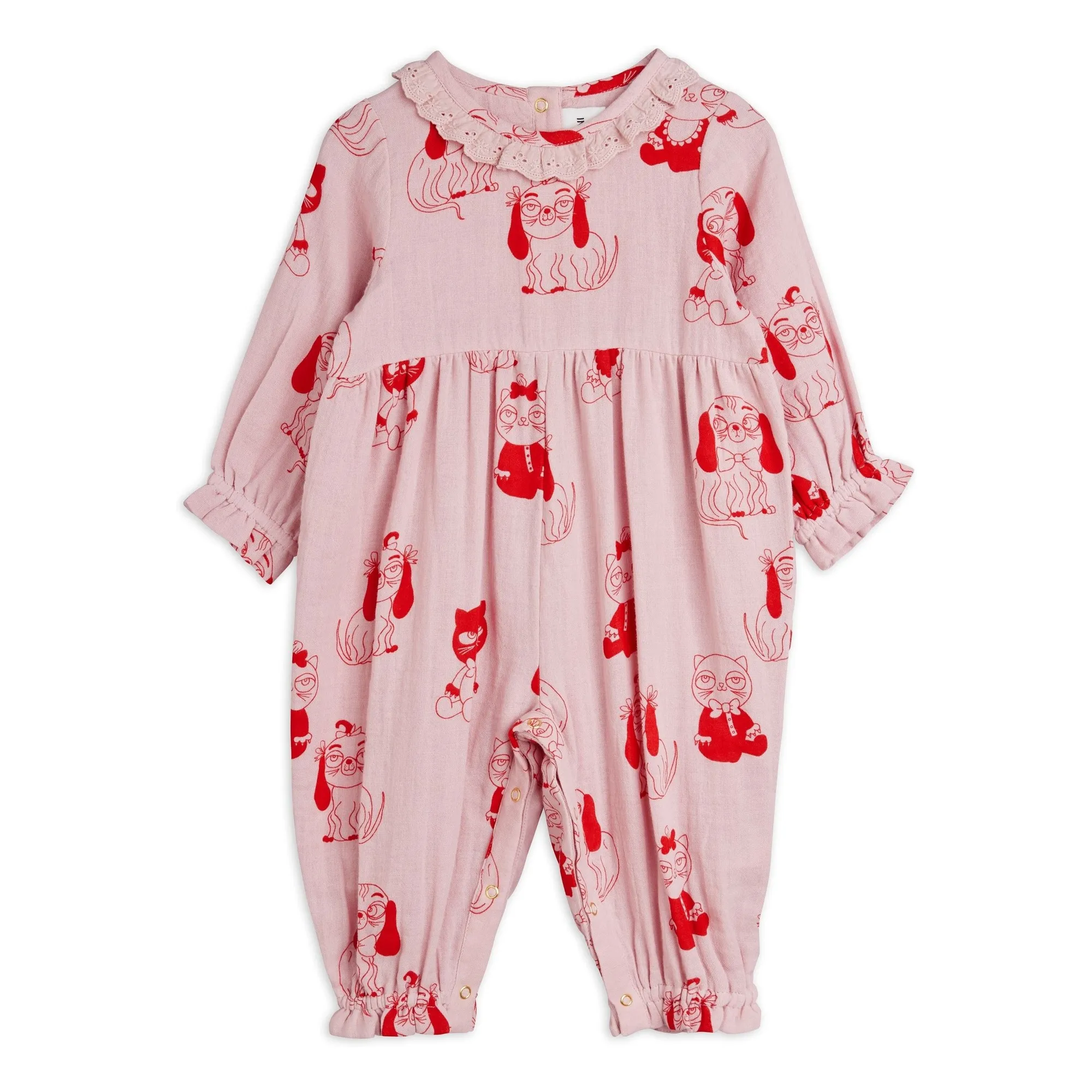 Mini Rodini Pink Organic Cotton Animal Jumpsuit