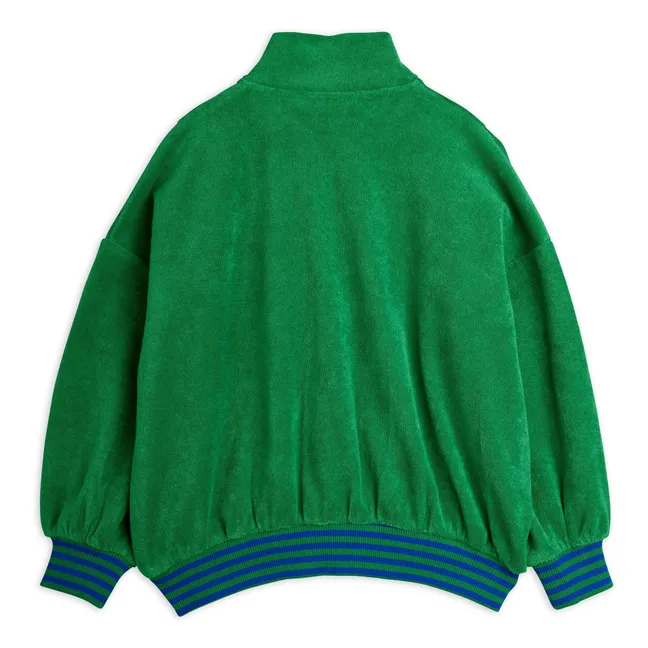 Sudadera con cremallera de rizo de algodón orgánico | Verde