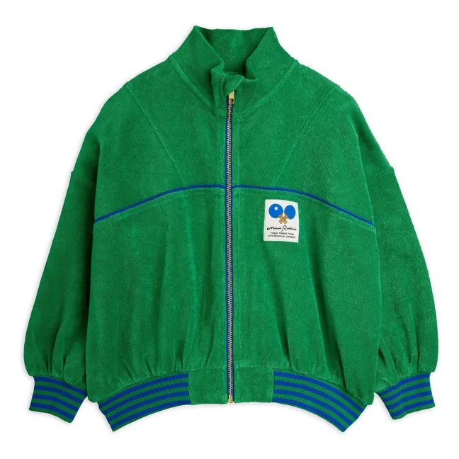 Organic cotton terry zip sweatshirt | Green