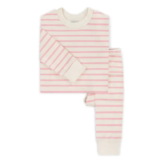 Pijama de rayas de algodón ecológico | Rosa
