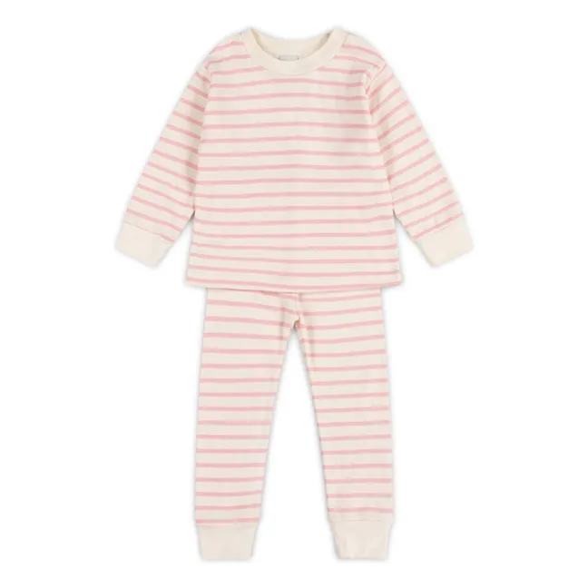 Pijama de rayas de algodón ecológico | Rosa