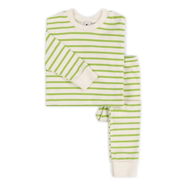 Pyjama Rayé Coton Bio | Vert