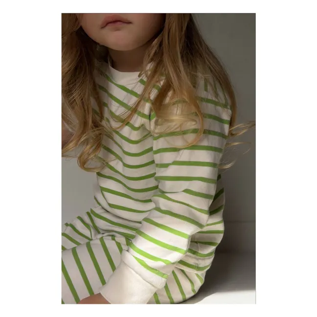 Pyjama Rayé Coton Bio | Vert