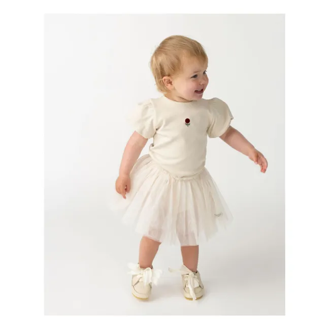 Body de algodón orgánico Nowie Flower | Crudo