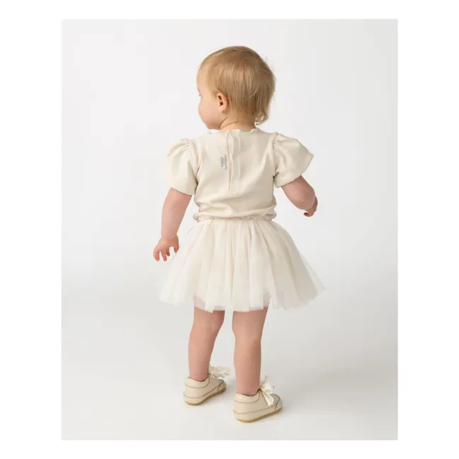 Body de algodón orgánico Nowie Flower | Crudo